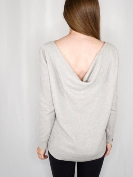 Club Monaco Sweaters - Club Monaco Cashmere Light Gray Drape-Back Women’s Sweater